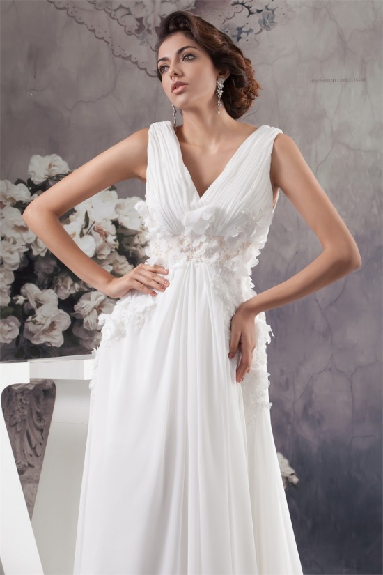 Chiffon Silk like Satin Sleeveless V-Neck Reception Wedding Dresses 2030657 Chiffon Silk like Satin Sleeveless V-Neck Reception Wedding Dresses 2030657