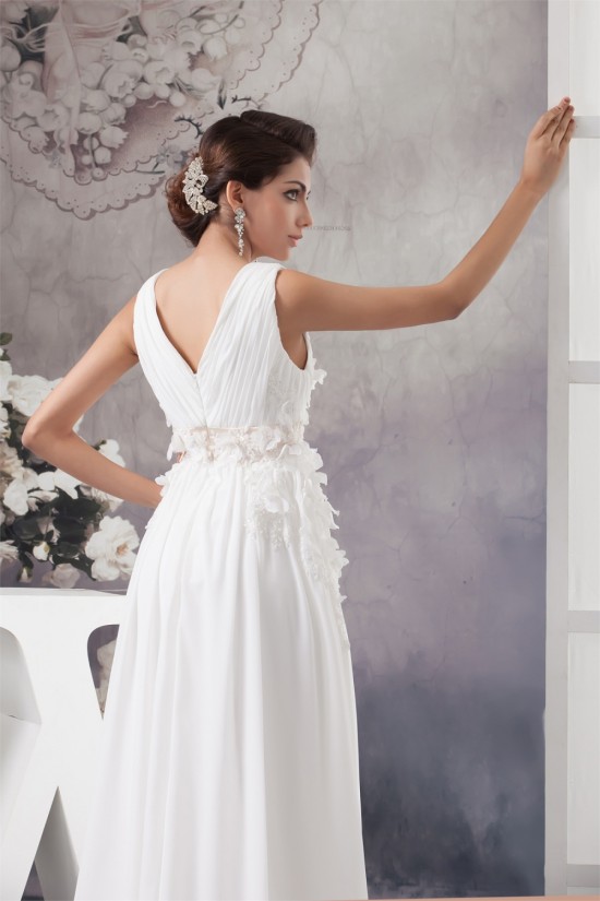 Chiffon Silk like Satin Sleeveless V-Neck Reception Wedding Dresses 2030657 Chiffon Silk like Satin Sleeveless V-Neck Reception Wedding Dresses 2030657
