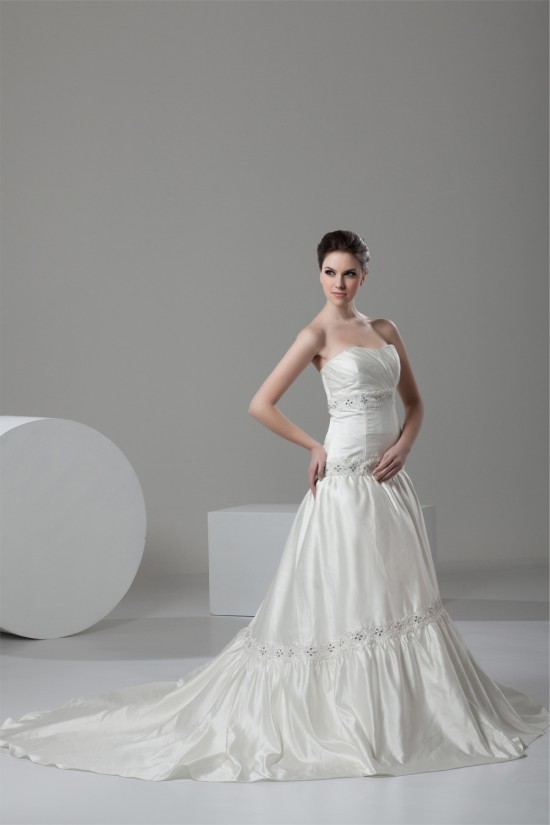 Elegant A-Line Satin Soft Sweetheart Sleeveless Wedding Dresses 2030661 Elegant A-Line Satin Soft Sweetheart Sleeveless Wedding Dresses 2030661