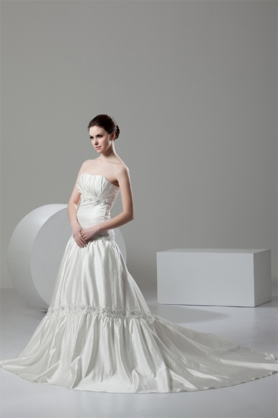 Elegant A-Line Satin Soft Sweetheart Sleeveless Wedding Dresses 2030661 Elegant A-Line Satin Soft Sweetheart Sleeveless Wedding Dresses 2030661