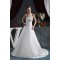Elegant Satin Strapless A-Line Sleeveless Beaded Wedding Dresses 2030667