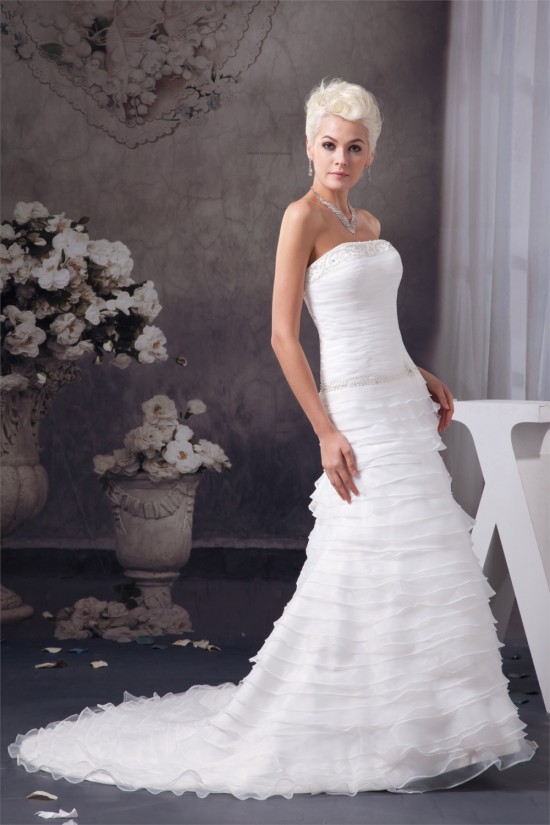 Elegant Satin Strapless Sleeveless A-Line Best Wedding Dresses 2030668 Elegant Satin Strapless Sleeveless A-Line Best Wedding Dresses 2030668