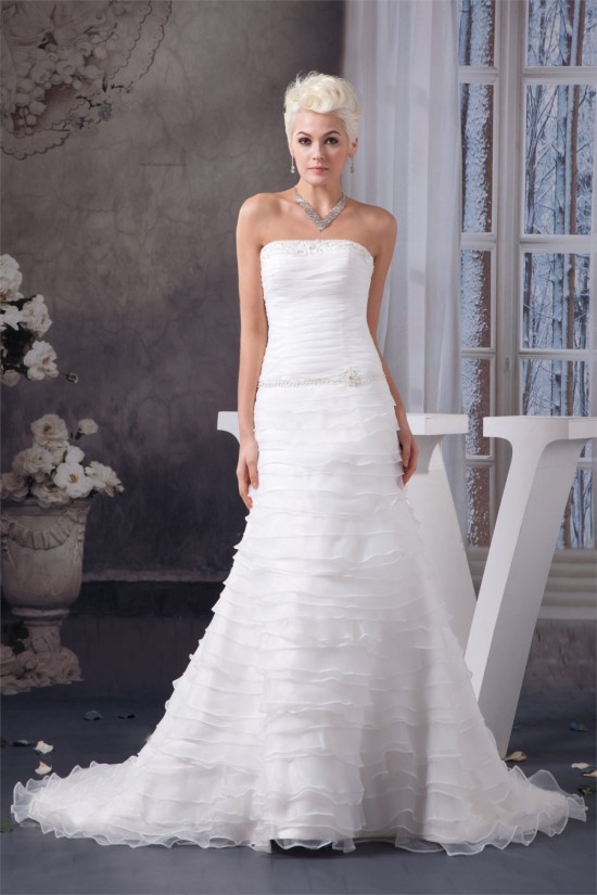 Elegant Satin Strapless Sleeveless A-Line Best Wedding Dresses 2030668 Elegant Satin Strapless Sleeveless A-Line Best Wedding Dresses 2030668