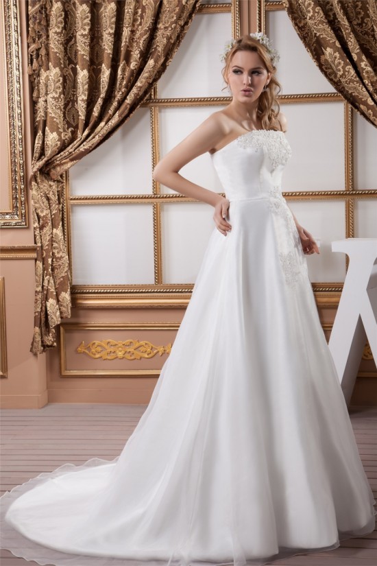 Fantastic Satin Organza Strapless A-Line Sleeveless Wedding Dresses 2030691 Fantastic Satin Organza Strapless A-Line Sleeveless Wedding Dresses 2030691