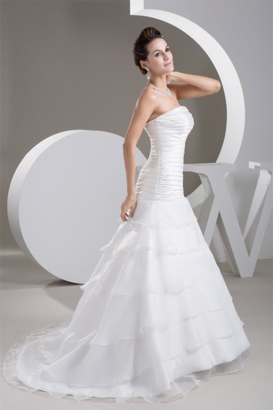 A-Line Satin Sleeveless Strapless Sweet Wedding Dresses 2030697 A-Line Satin Sleeveless Strapless Sweet Wedding Dresses 2030697