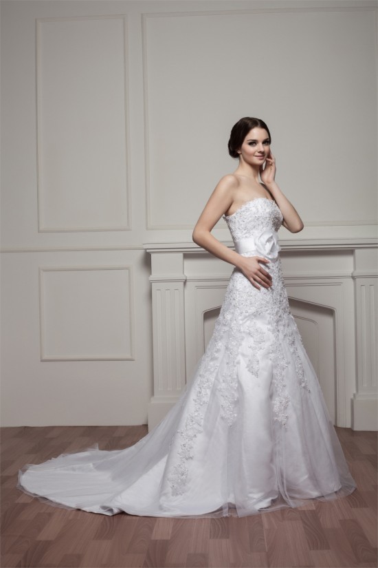 Fashionable Sleeveless A-Line Beaded Lace Strapless Wedding Dresses 2030706 Fashionable Sleeveless A-Line Beaded Lace Strapless Wedding Dresses 2030706