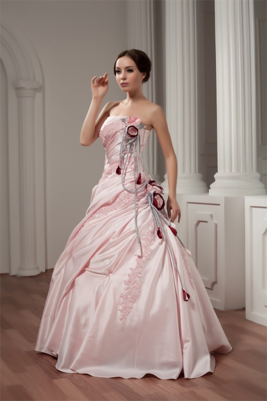 Ball Gown Floor-Length Strapless Handmade Flowers Wedding Dresses 2030712 Ball Gown Floor-Length Strapless Handmade Flowers Wedding Dresses 2030712