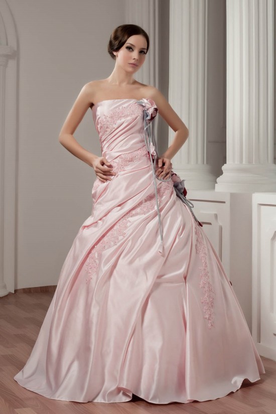 Ball Gown Floor-Length Strapless Handmade Flowers Wedding Dresses 2030712 Ball Gown Floor-Length Strapless Handmade Flowers Wedding Dresses 2030712