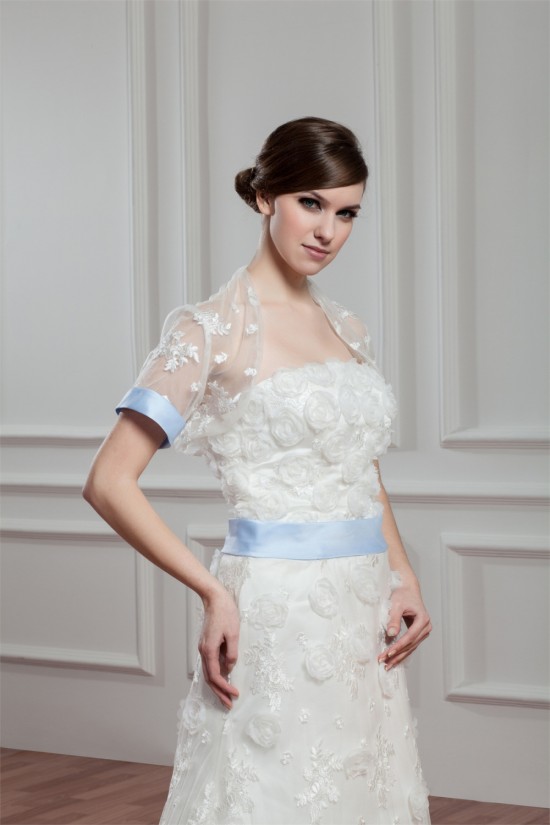 Satin Lace A-Line Short Sleeve Floor-Length Wedding Dresses with A Lace Jacket 2030714 Satin Lace A-Line Short Sleeve Floor-Length Wedding Dresses with A Lace Jacket 2030714