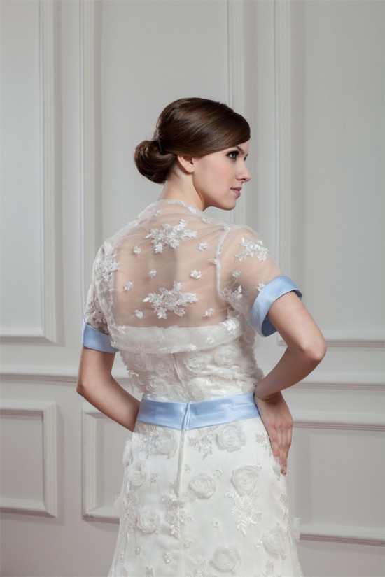 Satin Lace A-Line Short Sleeve Floor-Length Wedding Dresses with A Lace Jacket 2030714 Satin Lace A-Line Short Sleeve Floor-Length Wedding Dresses with A Lace Jacket 2030714