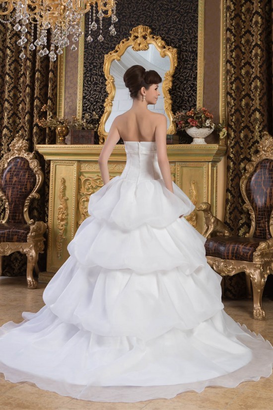 A-Line Strapless Satin Sleeveless Wedding Dresses 2030719