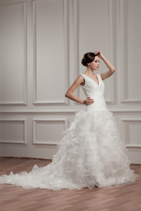 A-Line Sleeveless V-Neck Chapel Train Wedding Dresses 2030722 A-Line Sleeveless V-Neck Chapel Train Wedding Dresses 2030722