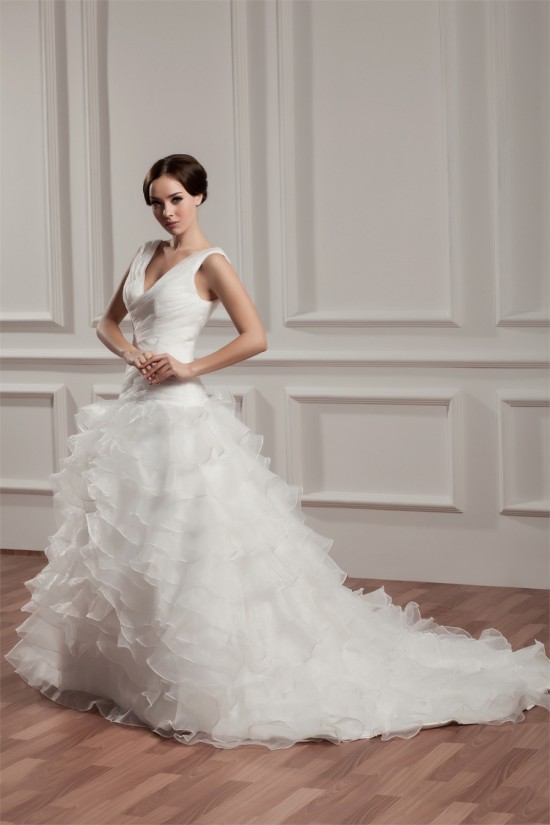 A-Line Sleeveless V-Neck Chapel Train Wedding Dresses 2030722 A-Line Sleeveless V-Neck Chapel Train Wedding Dresses 2030722