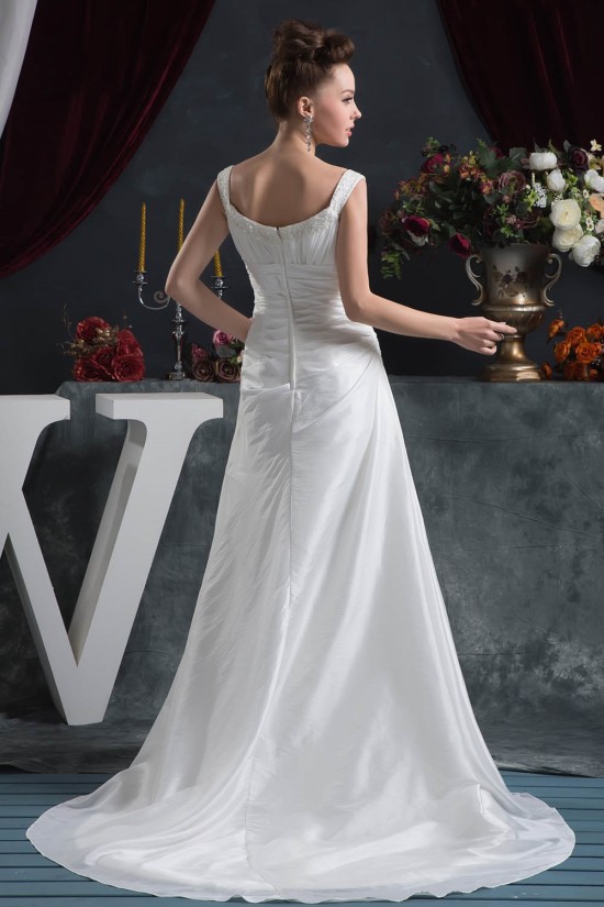 A-Line Great Sleeveless Taffeta Scoop Beaded Wedding Dresses 2030731 A-Line Great Sleeveless Taffeta Scoop Beaded Wedding Dresses 2030731