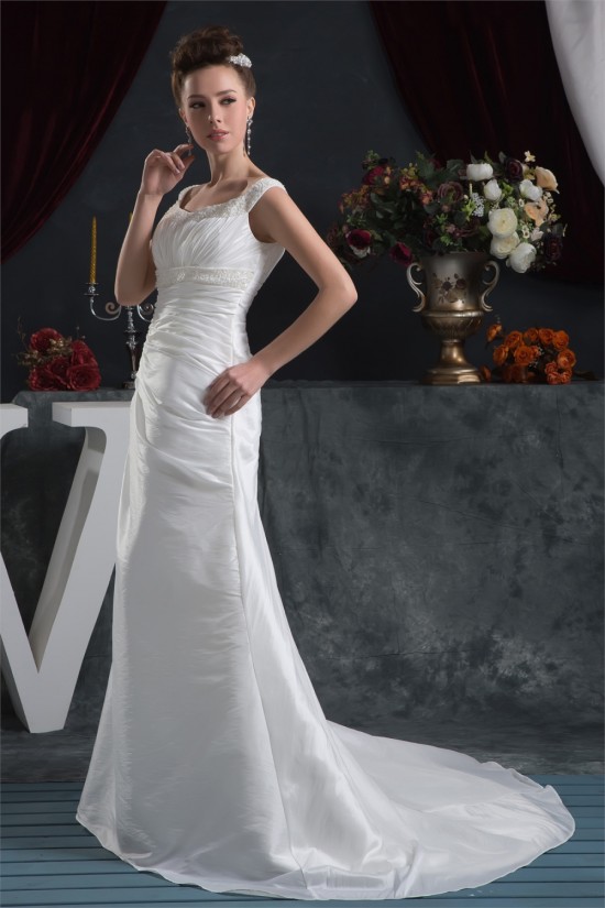 A-Line Great Sleeveless Taffeta Scoop Beaded Wedding Dresses 2030731 A-Line Great Sleeveless Taffeta Scoop Beaded Wedding Dresses 2030731