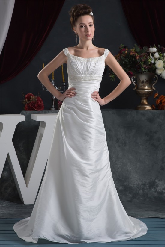 A-Line Great Sleeveless Taffeta Scoop Beaded Wedding Dresses 2030731 A-Line Great Sleeveless Taffeta Scoop Beaded Wedding Dresses 2030731
