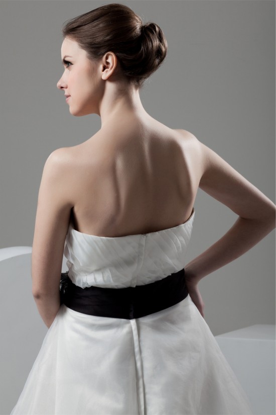 Great Sweetheart Satin Organza A-Line Sleeveless Wedding Dresses 2030735