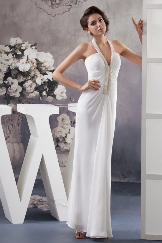 Sheath/Column Halter Beaded Chiffon Wedding Dresses 2030736 Sheath/Column Halter Beaded Chiffon Wedding Dresses 2030736