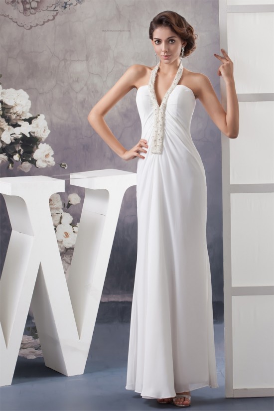 Sheath/Column Halter Beaded Chiffon Wedding Dresses 2030736 Sheath/Column Halter Beaded Chiffon Wedding Dresses 2030736