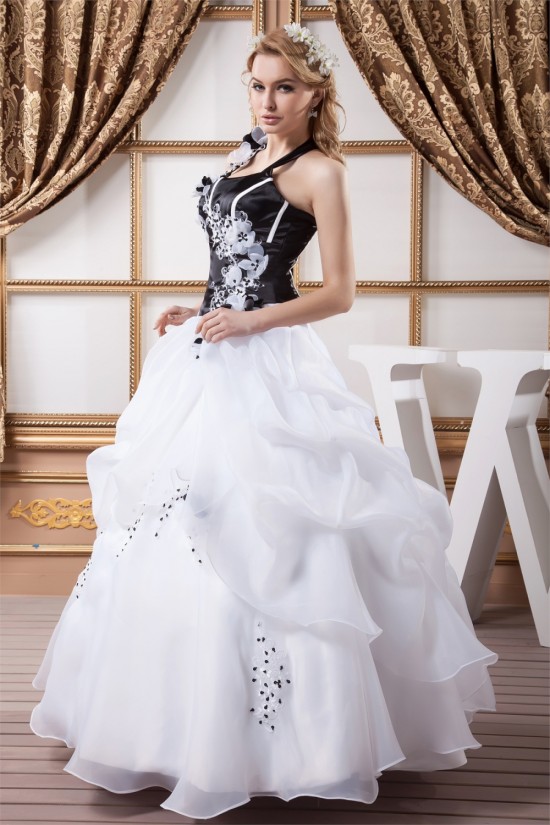 Ball Gown Halter Floor-Length Black White Beading Wedding Dresses 2030737 Ball Gown Halter Floor-Length Black White Beading Wedding Dresses 2030737