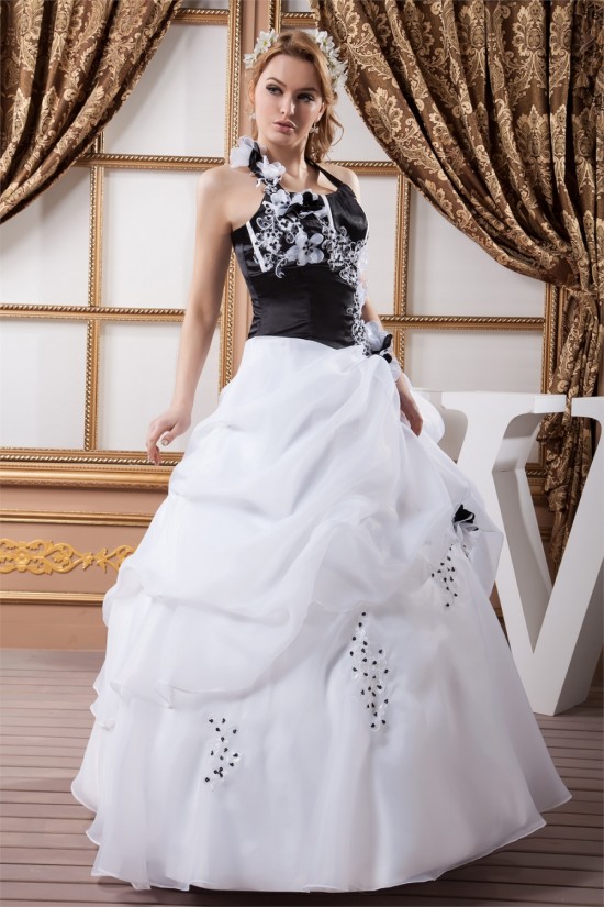 Ball Gown Halter Floor-Length Black White Beading Wedding Dresses 2030737 Ball Gown Halter Floor-Length Black White Beading Wedding Dresses 2030737