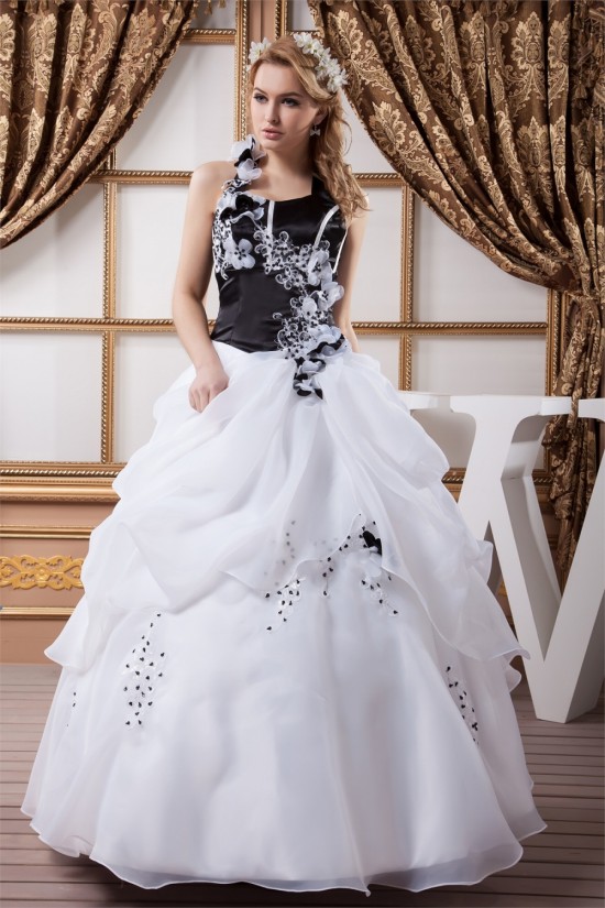 Ball Gown Halter Floor-Length Black White Beading Wedding Dresses 2030737 Ball Gown Halter Floor-Length Black White Beading Wedding Dresses 2030737