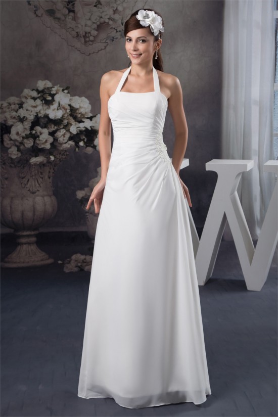 Halter Sheath/Column Sleeveless Floor-Length Wedding Dresses 2030738 Halter Sheath/Column Sleeveless Floor-Length Wedding Dresses 2030738