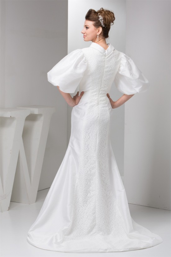 Lace Silk like Satin Mermaid/Trumpet Half Elbow Sleeve Wedding Dresses 2030755 Lace Silk like Satin Mermaid/Trumpet Half Elbow Sleeve Wedding Dresses 2030755