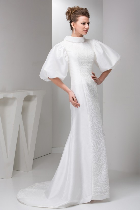 Lace Silk like Satin Mermaid/Trumpet Half Elbow Sleeve Wedding Dresses 2030755 Lace Silk like Satin Mermaid/Trumpet Half Elbow Sleeve Wedding Dresses 2030755