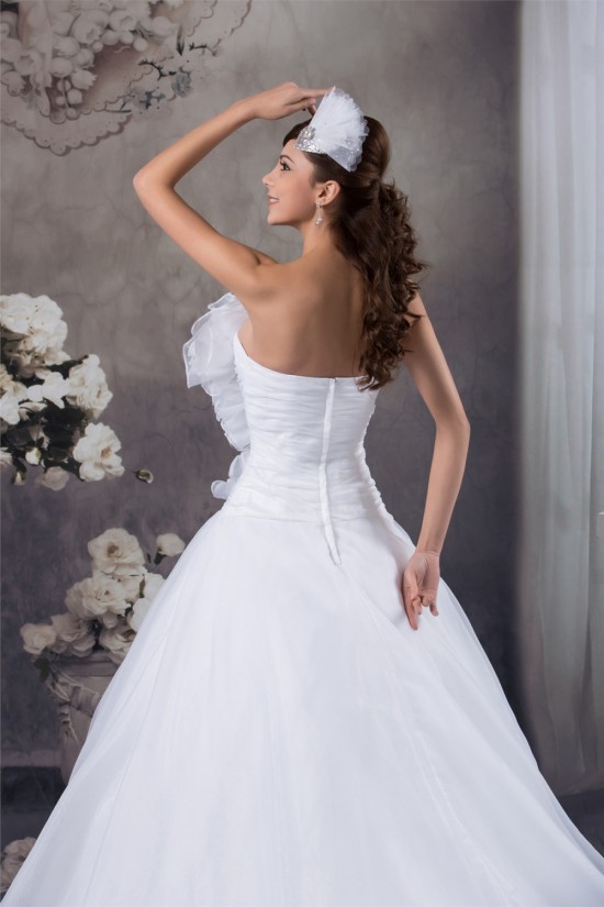 Ball Gown Chapel Train Sleeveless Strapless Sweet Wedding Dresses 2030758