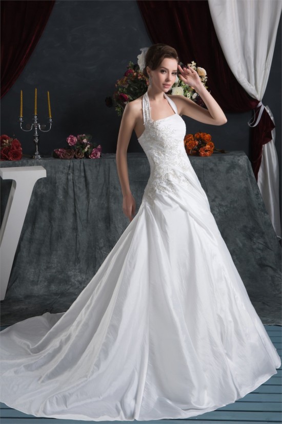 Latest Design Satin Taffeta A-Line Sleeveless Halter Sweet Wedding Dresses 2030760 Latest Design Satin Taffeta A-Line Sleeveless Halter Sweet Wedding Dresses 2030760