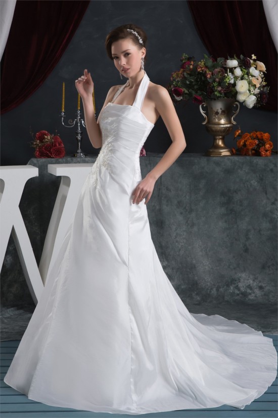 Latest Design Satin Taffeta A-Line Sleeveless Halter Sweet Wedding Dresses 2030760 Latest Design Satin Taffeta A-Line Sleeveless Halter Sweet Wedding Dresses 2030760