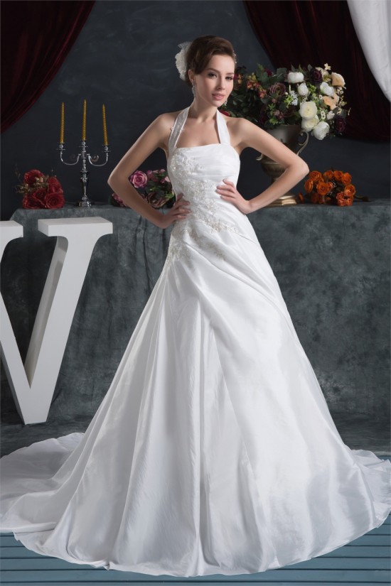Latest Design Satin Taffeta A-Line Sleeveless Halter Sweet Wedding Dresses 2030760 Latest Design Satin Taffeta A-Line Sleeveless Halter Sweet Wedding Dresses 2030760