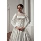 Long Sleeve Satin Fine Netting A-Line Portrait High Neck Wedding Dresses 2030766 Long Sleeve Satin Fine Netting A-Line Portrait High Neck Wedding Dresses 2030766