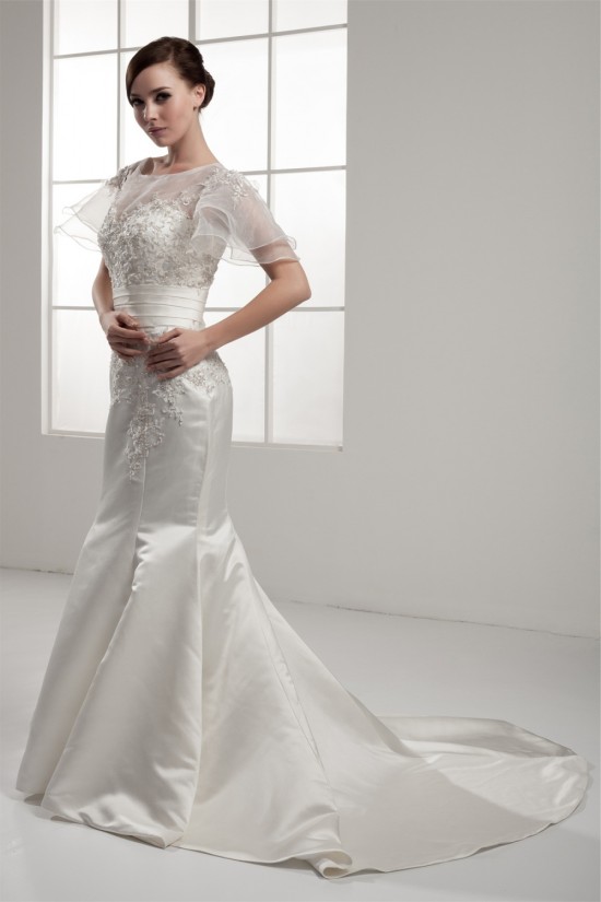 Mermaid/Trumpet Short Sleeve Portrait Lace Wedding Dresses 2030771 Mermaid/Trumpet Short Sleeve Portrait Lace Wedding Dresses 2030771