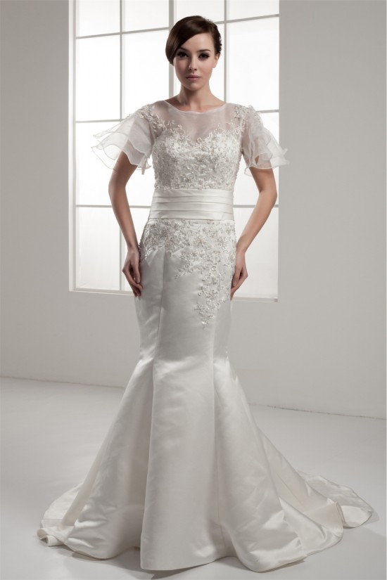 Mermaid/Trumpet Short Sleeve Portrait Lace Wedding Dresses 2030771 Mermaid/Trumpet Short Sleeve Portrait Lace Wedding Dresses 2030771