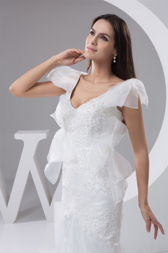 New Arrival Mermaid/Trumpet Organza V-Neck Lace Wedding Dresses 2030779 New Arrival Mermaid/Trumpet Organza V-Neck Lace Wedding Dresses 2030779