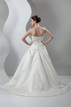 New Arrival Sleeveless Satin Sweetheart A-Line Beaded Wedding Dresses 2030782