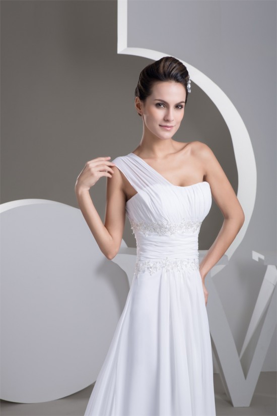 New Design A-Line One-Shoulder Sleeveless Chiffon Beaded Lace Wedding Dresses 2030785 New Design A-Line One-Shoulder Sleeveless Chiffon Beaded Lace Wedding Dresses 2030785