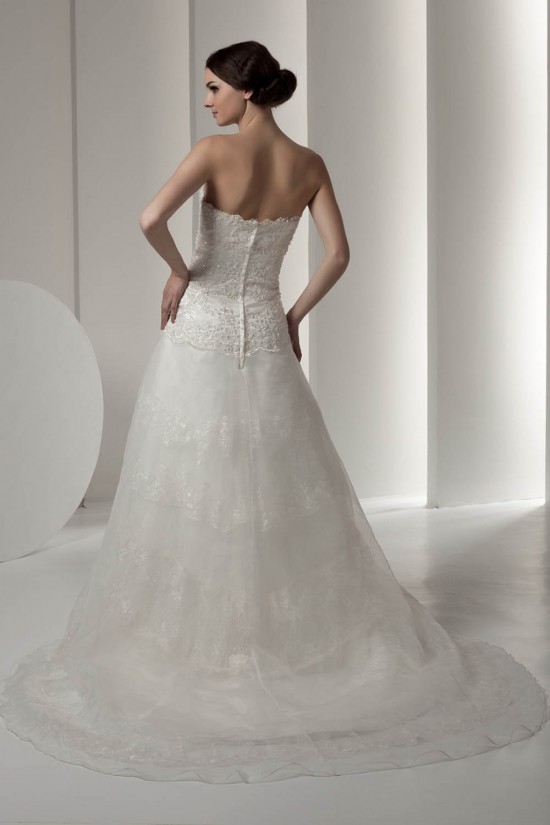 New Design Strapless Satin A-Line Sleeveless Sweet Lace Wedding Dresses 2030798 New Design Strapless Satin A-Line Sleeveless Sweet Lace Wedding Dresses 2030798