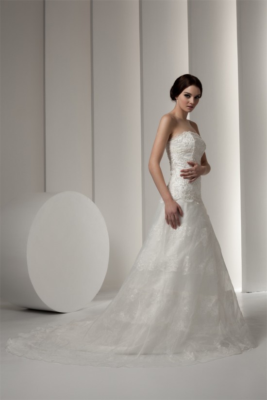 New Design Strapless Satin A-Line Sleeveless Sweet Lace Wedding Dresses 2030798 New Design Strapless Satin A-Line Sleeveless Sweet Lace Wedding Dresses 2030798