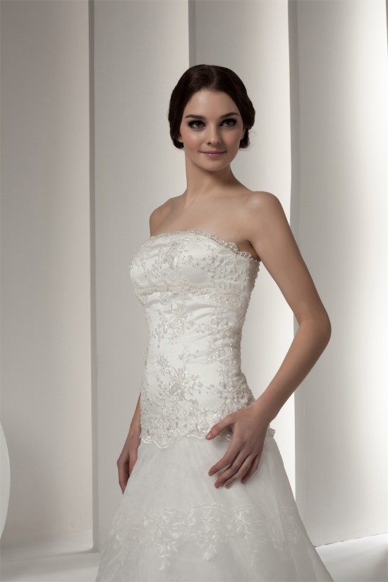 New Design Strapless Satin A-Line Sleeveless Sweet Lace Wedding Dresses 2030798 New Design Strapless Satin A-Line Sleeveless Sweet Lace Wedding Dresses 2030798