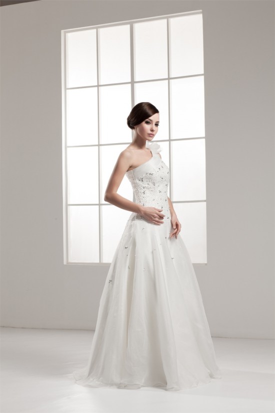 A-Line One-Shoulder Beaded Sleeveless Wedding Dresses 2030809 A-Line One-Shoulder Beaded Sleeveless Wedding Dresses 2030809