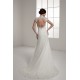 Portrait Sleeveless A-Line Lace Silk like Satin Fine Netting New Arrival Wedding Dresses 2030823
