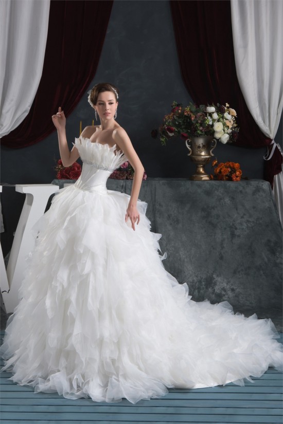 Princess Sleeveless Ball Gown Satin Organza Strapless Wedding Dresses 2030826 Princess Sleeveless Ball Gown Satin Organza Strapless Wedding Dresses 2030826
