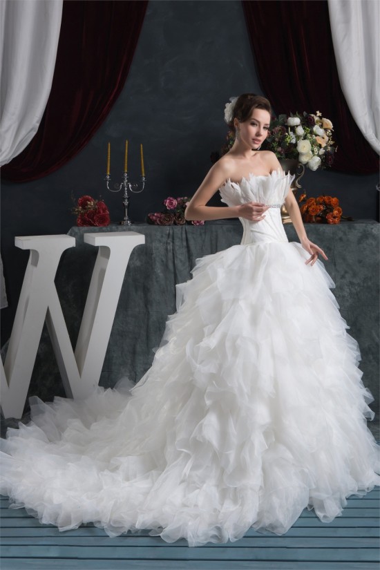 Princess Sleeveless Ball Gown Satin Organza Strapless Wedding Dresses 2030826 Princess Sleeveless Ball Gown Satin Organza Strapless Wedding Dresses 2030826