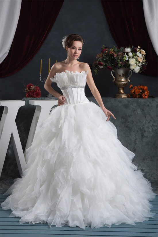 Princess Sleeveless Ball Gown Satin Organza Strapless Wedding Dresses 2030826 Princess Sleeveless Ball Gown Satin Organza Strapless Wedding Dresses 2030826