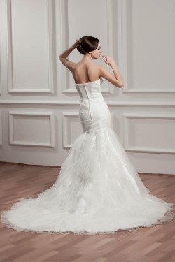 Satin Fine Netting Strapless Mermaid/Trumpet Sweet Wedding Dresses 2030843