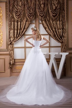 Satin Fine Netting Sweetheart Lace A-Line Wedding Dresses 2030845