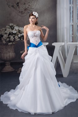 Satin Fine Netting Sweetheart A-Line Sleeveless Lace Wedding Dresses with Color 2030846